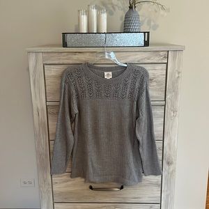 St John’s Bay - Gray with Silver Thread Sweater-  Size XL